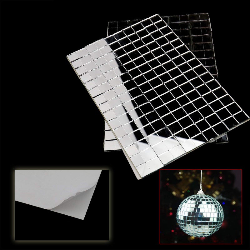 Micro Trader Self-Adhesive Real Glass Craft Mini Square & Round Mirrors Mosaic Tiles New - Image 4